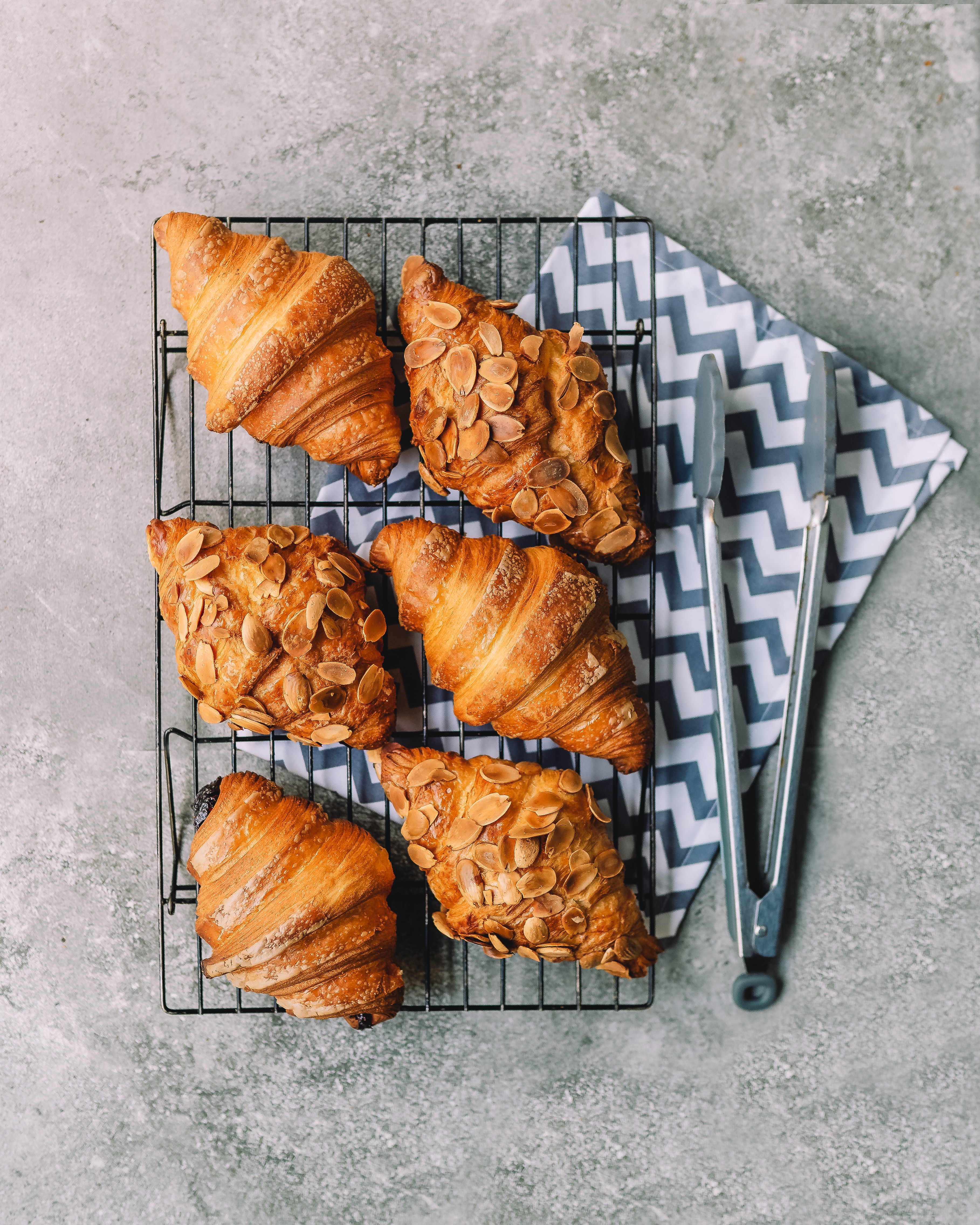 Croissants on a cooling rack